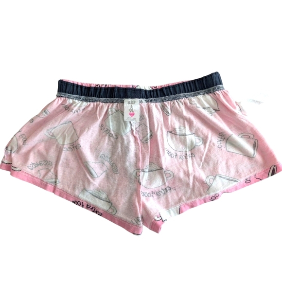 Sleep & Co Pink Coffee Print Women's Sleep Shorts Cotton Size S - Picture 3 of 7